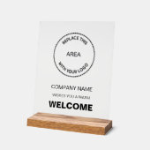 Firmenlogo - Schwarzer Text - Begrüßungszeichen Acrylschild (Winkel)