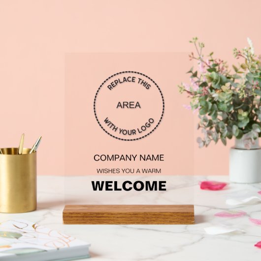 Firmenlogo - Schwarzer Text - Begrüßungszeichen Acrylschild (Hochzeit)