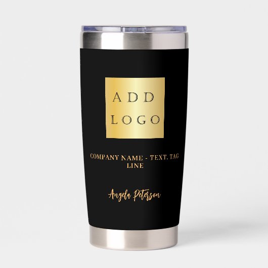 Firmenlogo, schwarzes Gold Thermobecher (Rückseite)