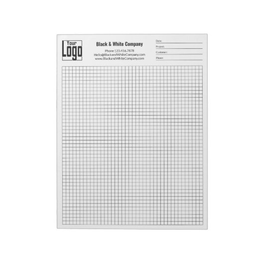 Firmenlogo Schwarzes Raster Graph Projektkennung Notizblock (Rotiert)