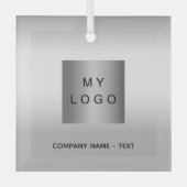 Firmenlogo Silber Weihnachtsgeschenk Ornament Aus Glas (Vorderseite)