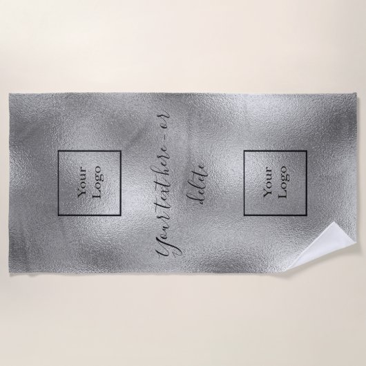 Firmenlogo Silberschwarz Strandtuch (Vorderseite)