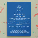 Firmenlogo | Simple Blue Custom Flyer<br><div class="desc">Eine einfach zu handhabende,  in Blau und Weiß gehaltene Business Flyer Vorlage in einem minimalistischen Stil,  die einfach mit Ihrem eigenen Firmenlogo,  Produktdetails,  Preisangaben und vielem mehr modifiziert und aktualisiert werden kann! Wählen Sie im Menü Optionen die Größe des Flyers und den Papiertyp aus.</div>