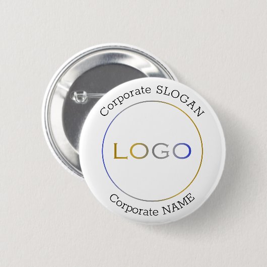 Firmenlogo Slogan Minimalistische Werbeaktion Button (Vorne & Hinten)