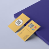 Firmenlogo Social Media QR Code Gelbe Elegante Visitenkarte