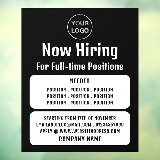 Firmenlogo, Stellenangebote Stellenwerbung Fensteraufkleber (Blatt 3)