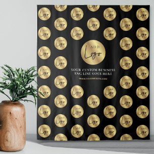 Firmenlogo Step & Repeat Schwarz Gold Unternehmens Wandteppich