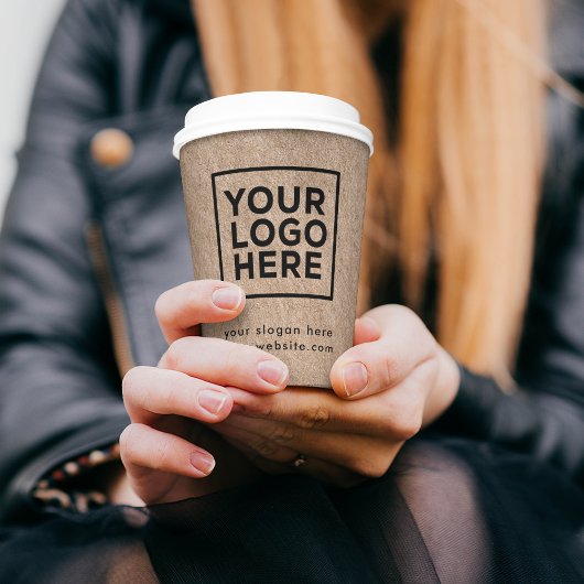 Firmenlogo Stylische Rustic Kraft Pappbecher