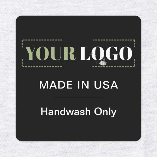 Firmenlogo Text Land Schwarze Kleidung Etiketten (Design 2)