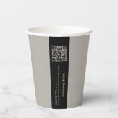 Firmenlogo, Text, QR-Code, Beige-Kaffee Pappbecher (Rückseite)