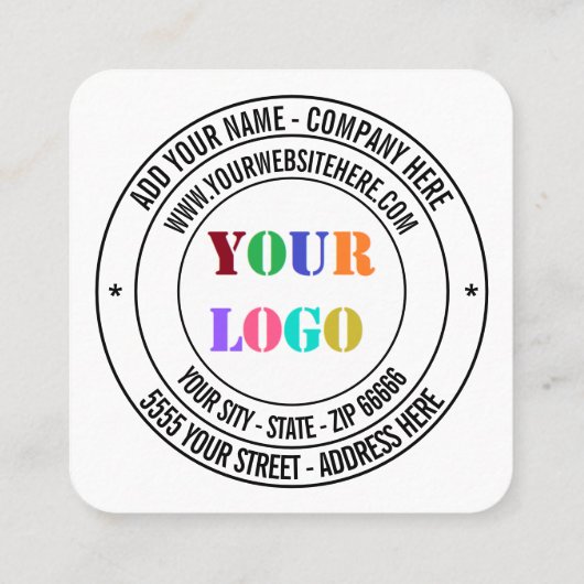 Firmenlogo-Text und Farbenkarte Quadratische Visitenkarte (Rückseite)