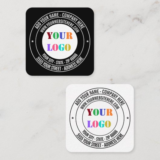 Firmenlogo-Text und Farbenkarte Quadratische Visitenkarte (Vorne/Hinten)