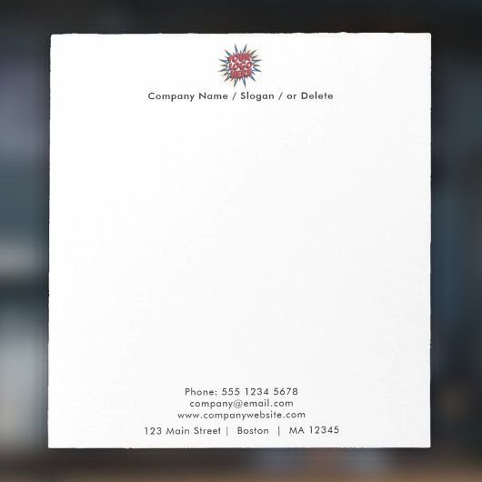 Firmenlogo und Adresse Upload Notepad Notizblock