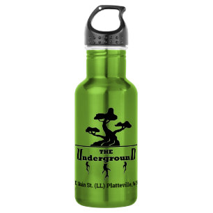 Firmenlogo und Adresszeile grün Edelstahlflasche
