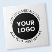 Firmenlogo und bearbeiteter Text, weiß und schwarz Fliese