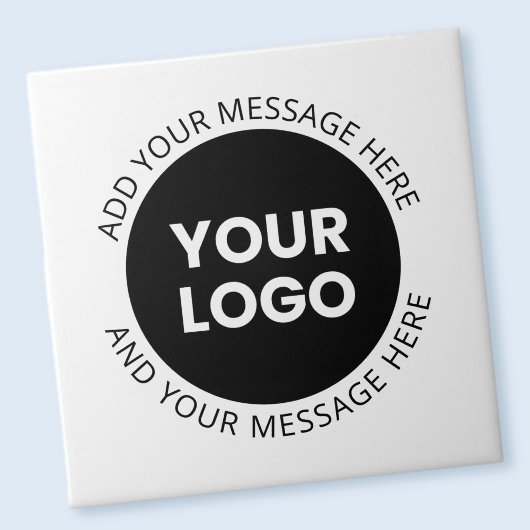 Firmenlogo und bearbeiteter Text, weiß und schwarz Fliese