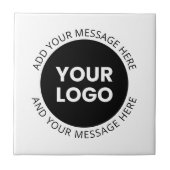 Firmenlogo und bearbeiteter Text, weiß und schwarz Fliese (Vorderseite)