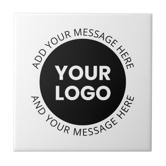 Firmenlogo und bearbeiteter Text, weiß und schwarz Fliese (Vorderseite)