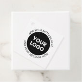 Firmenlogo und bearbeiteter Text, weiß und schwarz Geschenkanhänger (Beispiel)