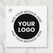 Firmenlogo und bearbeiteter Text, weiß und schwarz Geschenkanhänger (Vorderseite)