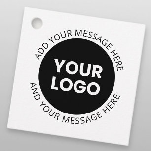 Firmenlogo und bearbeiteter Text, weiß und schwarz Geschenkanhänger
