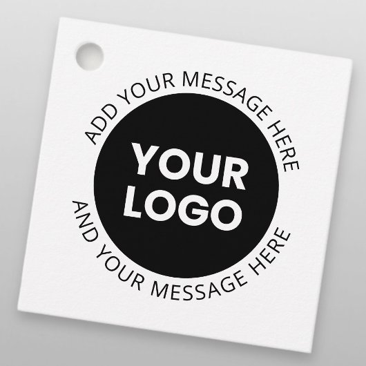 Firmenlogo und bearbeiteter Text, weiß und schwarz Geschenkanhänger