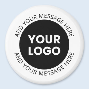 Firmenlogo und bearbeiteter Text, weiß und schwarz Magnet