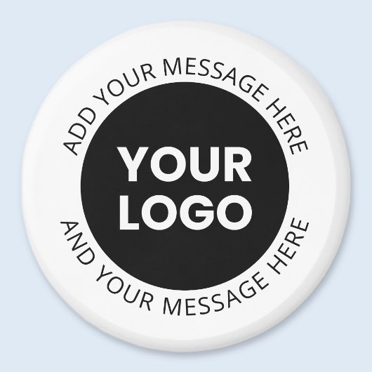 Firmenlogo und bearbeiteter Text, weiß und schwarz Magnet