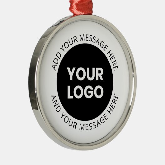 Firmenlogo und bearbeiteter Text, weiß und schwarz Ornament Aus Metall (Rechts)