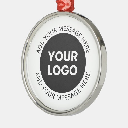 Firmenlogo und bearbeiteter Text, weiß und schwarz Ornament Aus Metall (Links)