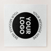 Firmenlogo und bearbeiteter Text, weiß und schwarz Puzzle (Horizontal)