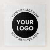 Firmenlogo und bearbeiteter Text, weiß und schwarz Puzzle (Vertikal)