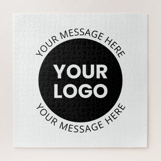 Firmenlogo und bearbeiteter Text, weiß und schwarz Puzzle (Vertikal)