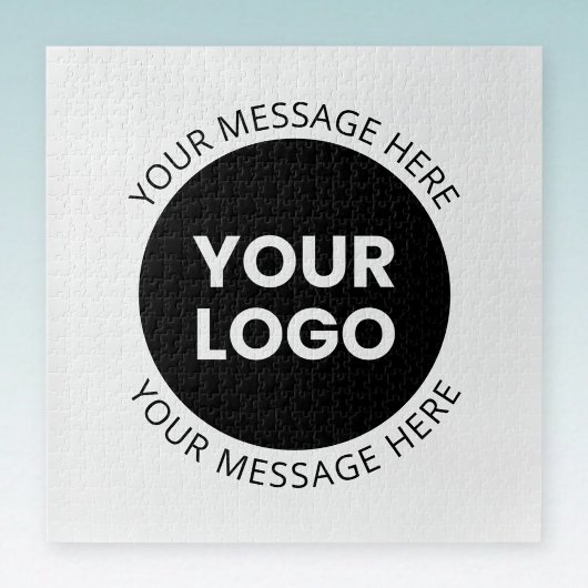 Firmenlogo und bearbeiteter Text, weiß und schwarz Puzzle