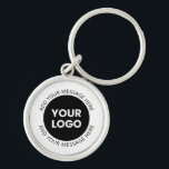 Firmenlogo und bearbeiteter Text, weiß und schwarz Schlüsselanhänger<br><div class="desc">Ihr eigenes Logo und Text in einem Kreis geschrieben.</div>