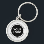 Firmenlogo und bearbeiteter Text, weiß und schwarz Schlüsselanhänger<br><div class="desc">Ihr eigenes Logo und Text in einem Kreis geschrieben.</div>