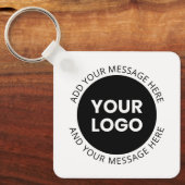 Firmenlogo und bearbeiteter Text, weiß und schwarz Schlüsselanhänger (Vorderseite)