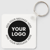 Firmenlogo und bearbeiteter Text, weiß und schwarz Schlüsselanhänger (Rückseite)