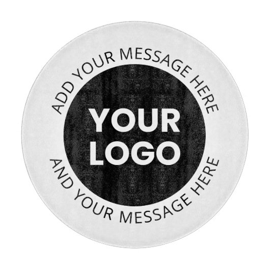 Firmenlogo und bearbeiteter Text, weiß und schwarz Schneidebrett (Vorderseite)