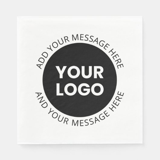 Firmenlogo und bearbeiteter Text, weiß und schwarz Serviette (Vorderseite)