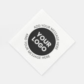 Firmenlogo und bearbeiteter Text, weiß und schwarz Serviette (Ecke)