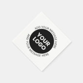 Firmenlogo und bearbeiteter Text, weiß und schwarz Serviette (Ecke)