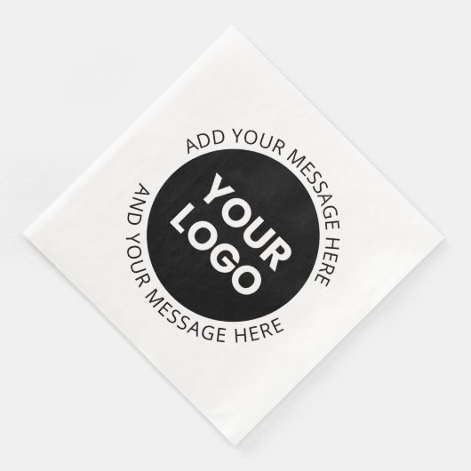 Firmenlogo und bearbeiteter Text, weiß und schwarz Serviette (Ecke)