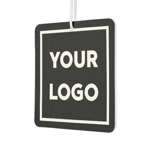 Firmenlogo und benutzerdefinierter Text auf schwar Autolufterfrischer (Links)