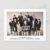 Firmenlogo und Foto Save the Date Ankündigungspostkarte (Vorderseite)