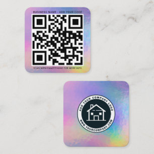 Firmenlogo und holographischer QR-Code Quadratische Visitenkarte