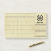 Firmenlogo und Informationen | Gelber Hintergrund Post-it Klebezettel (Auf Schreibtisch)