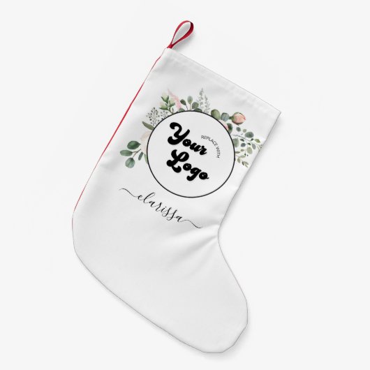 Firmenlogo und Name des Mitarbeiters Kleiner Weihnachtsstrumpf (Vorderansicht (hängend))