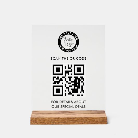 Firmenlogo und QR-Code Acrylschild (Vorderseite)