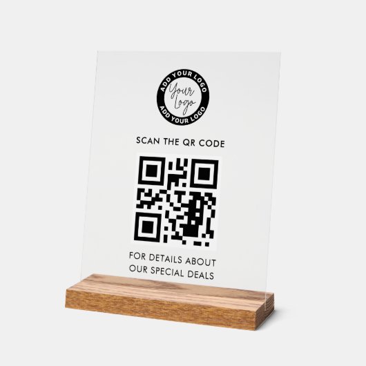 Firmenlogo und QR-Code Acrylschild (Winkel)